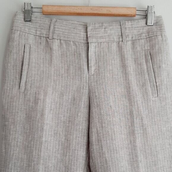 BANANA REPUBLIC | 100% Linen Martin Fit Pin-Stripe Dress Pants Unlined Gray Sz 2 - Picture 4 of 13